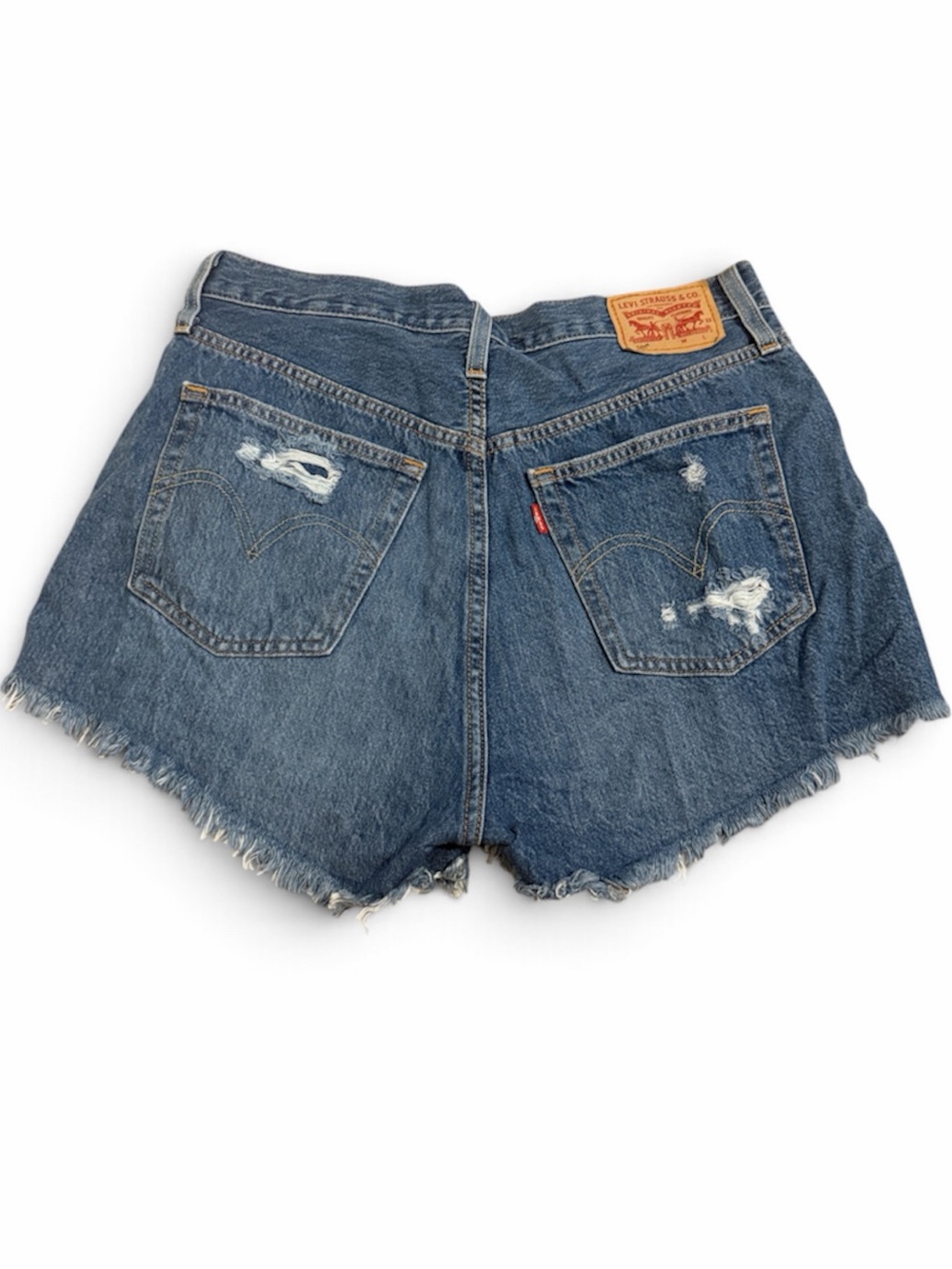 Levi's 501 Women's Blue Distressed Denim Cutoff Shorts